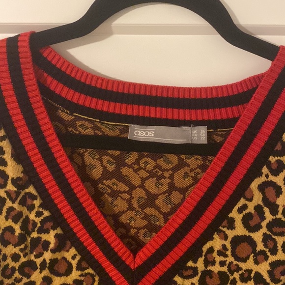 ASOS Curve, Size 22, Cheetah Sweater with stripe detail - Picture 2 of 4